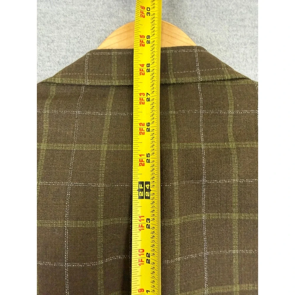 Vintage 60s Bespoke Brown Windowpane Check Sport Coat Blazer 36R ACWA Union Tag